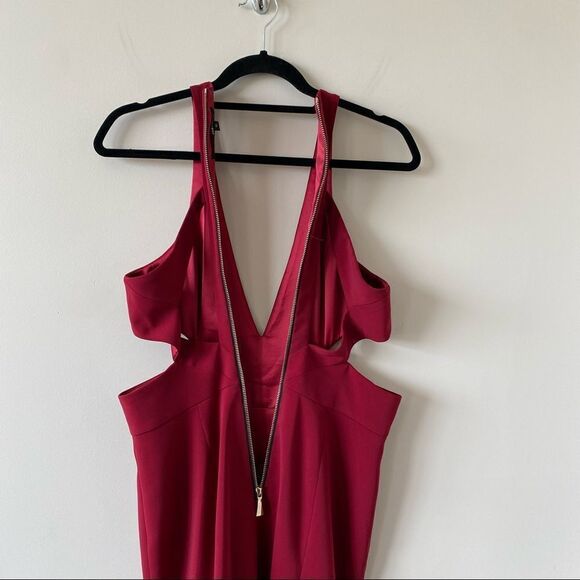 Jay Godfrey - Krooger Deep V Cut Out Mini Dress Red (Size:10) - Picture 9 of 12